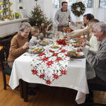 table table noël brodée fleurs poinsettia houx dorées maison hotelDecoration festive traditionnelle polyestère