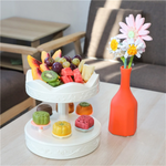 présentoir desserts classique blanc décorations florales cupcakes macarons tournant support gâteaux central individuels plateaux