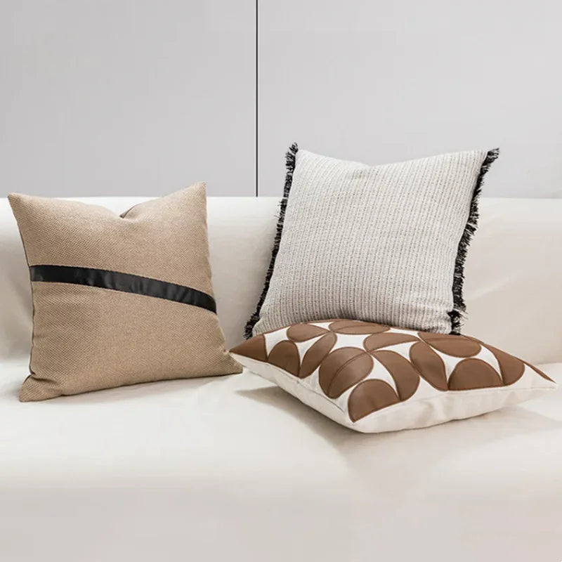 coussin géométrique laine coton contemporain beige gris noir décoratif sofa lit voiture