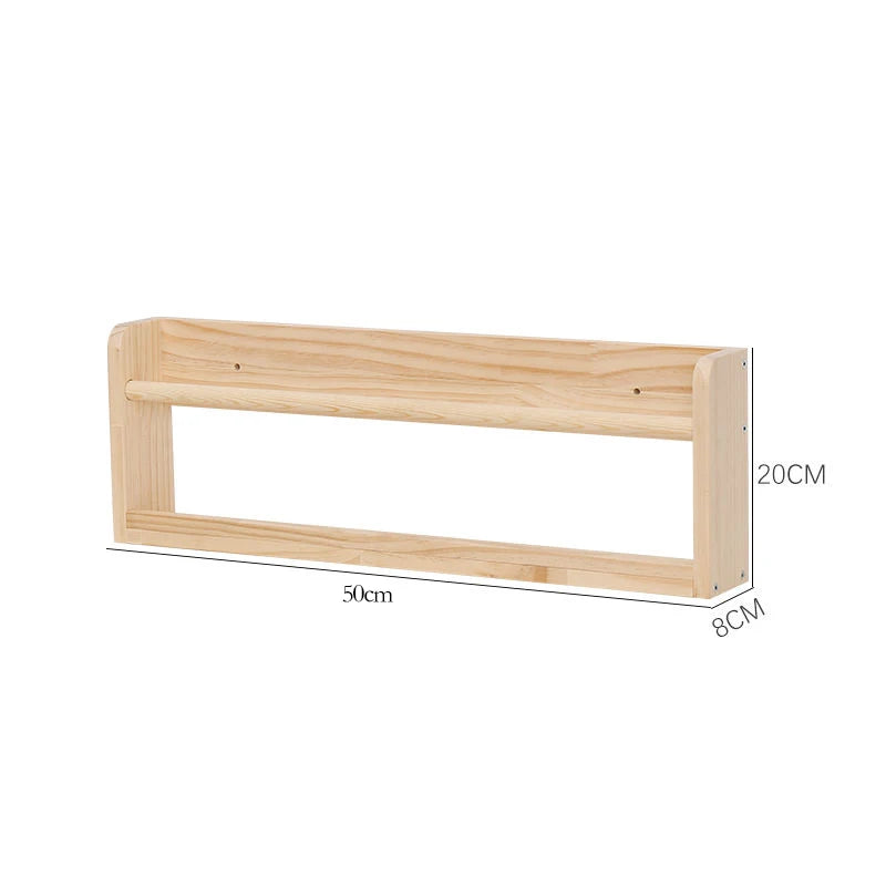 étagères murales bois naturel minimaliste horloge cadre photo vase lunettes plantes chambre salon