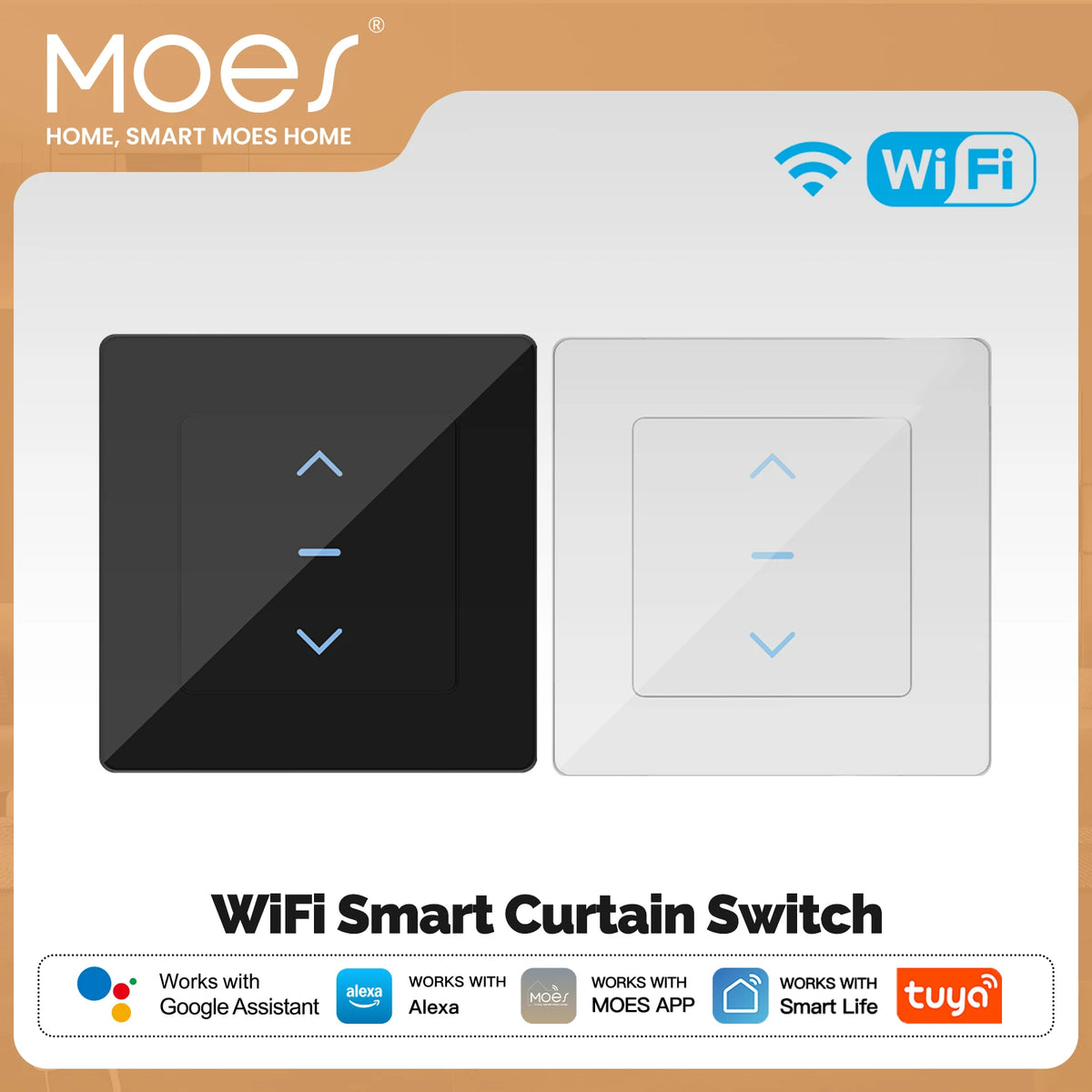 interrupteur intelligent wifi rideau motorisé store enrouleur application tuya smart alexa google minimaliste noir