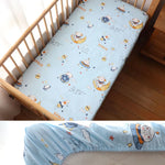 drap housse coton bébé 130x70cm dessins animés personnalisable moderne blanc beige bleuclair gris vert