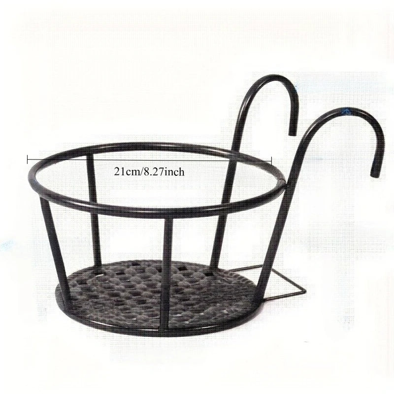 support fleurs suspendu balcon métal noir grille crochets contemporain minimalisteextérieur decoration pots fleurs