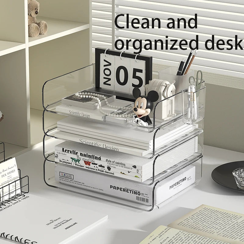 organisateur transparent moderne clips porte crayons pochettes rangement accessoires scissors horloge