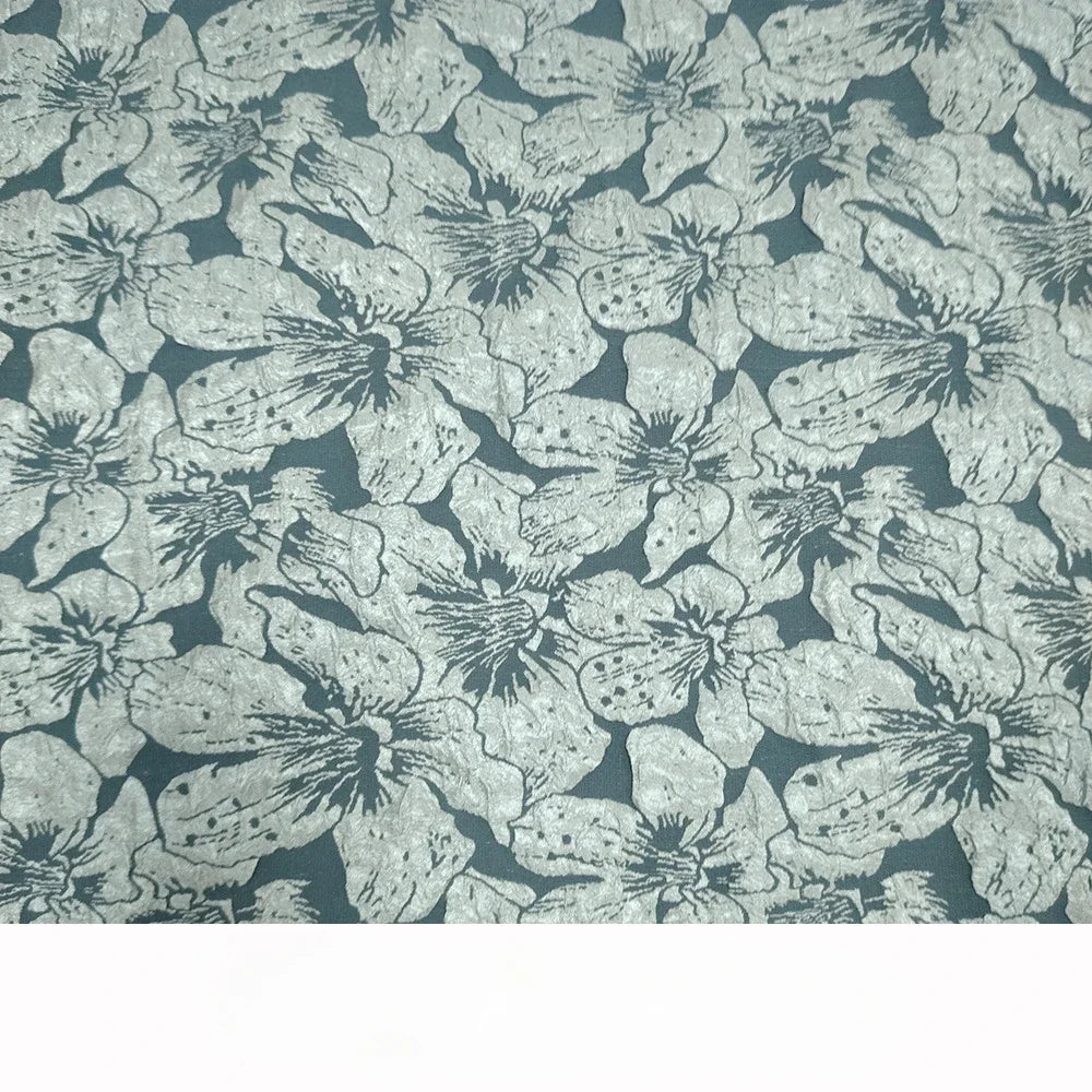tissu polyester brocart fleurs relief bleu marine rose clair beige gris rouge jaune doré
