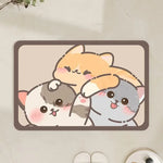tapis polyester antidérapant dessin animé chats moderne gris beige orange rose blanc salon bain