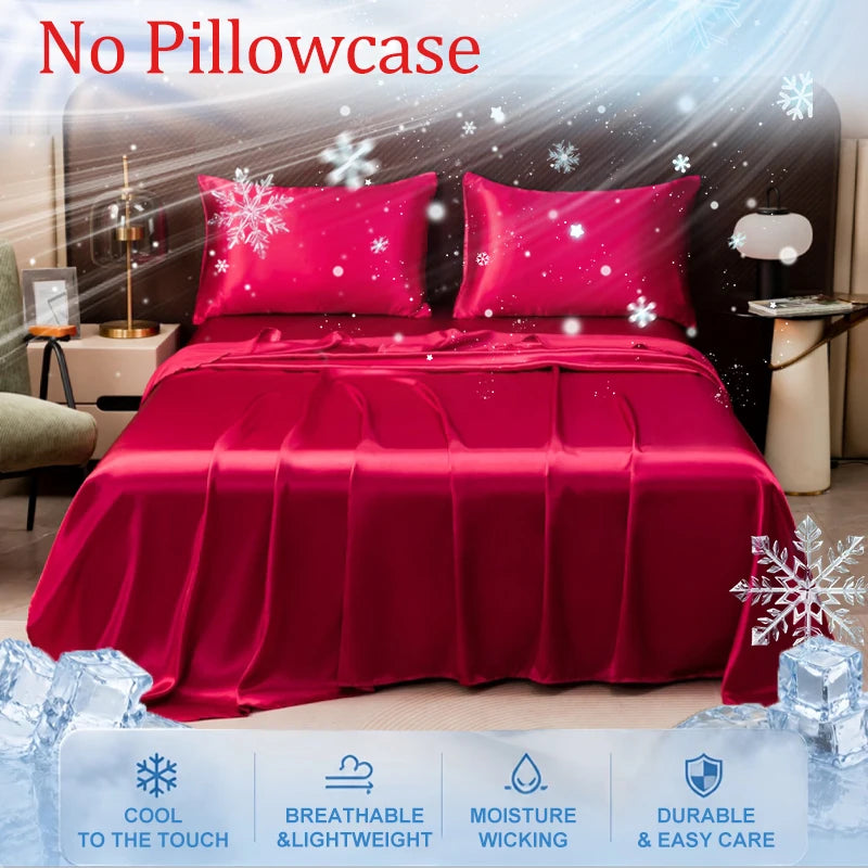 drap lit ajusté soie glacée uni satiné chambre moderne confortable frais