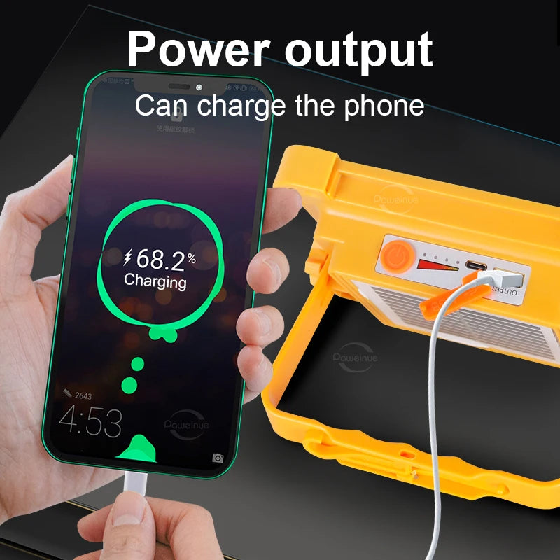 lampe travail solaire rechargeable 20000mAh orange moderne panneau solaire led campingurgence