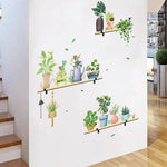 sticker mural plante verte bleue pots jardin adhésif réversible moderne chambre enfants