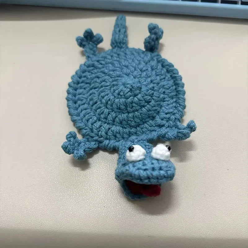 coasters crochetés lézard créatifs artisanaux beige bleu vert adhésifs mignons 3d diys