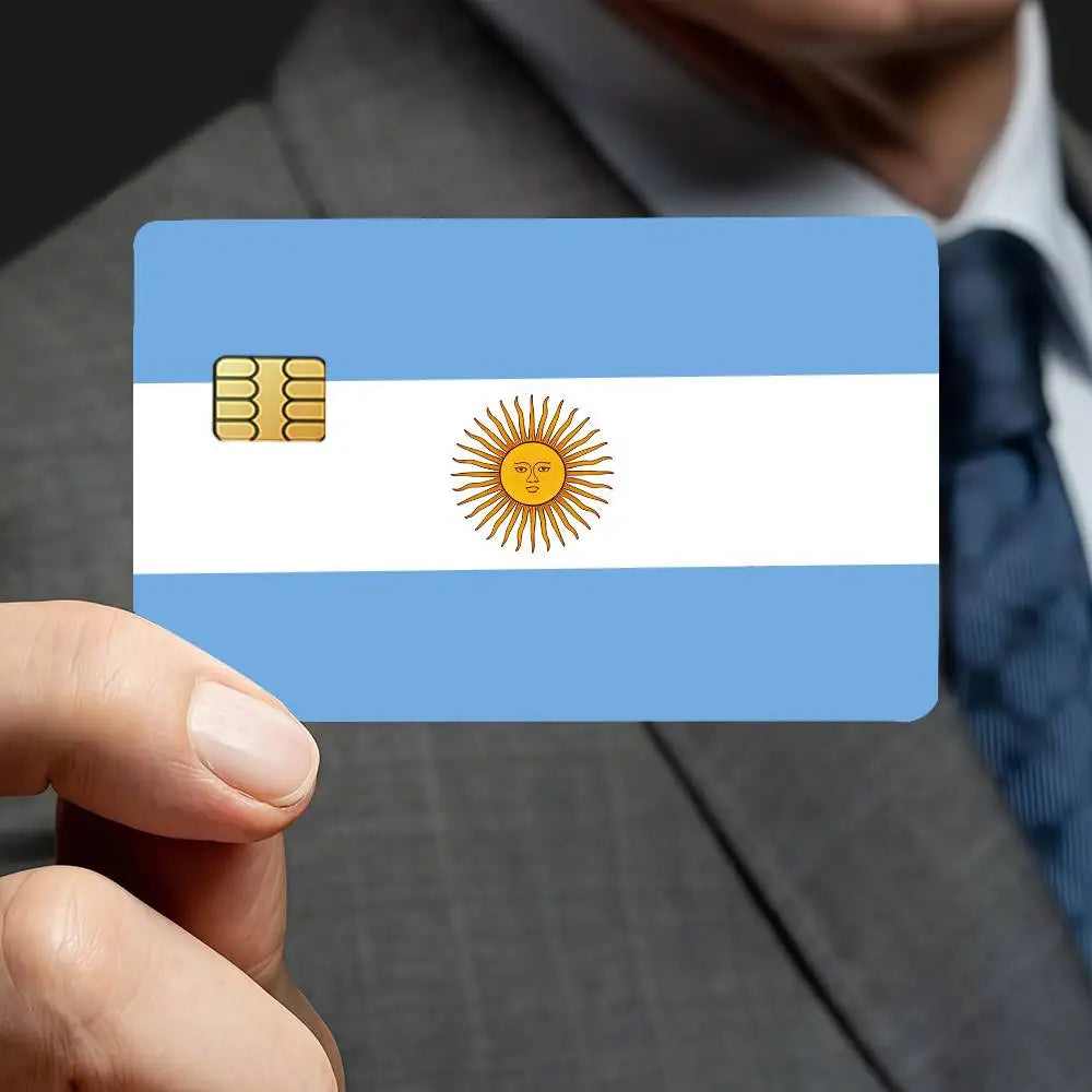 autocollants adhésifs drapeau argentin soleil doré carte crédit bleu blanc anti rayures pièces opaques