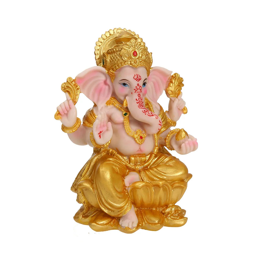 statue ganesha résine or rose religieuse traditionnelle indienne décoration divine réussite sagesse