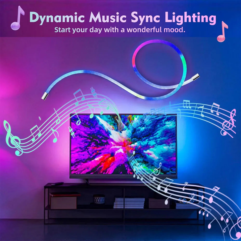 ruban led flexible multicolore tissé adhésif contrôleur usb moderne lumineux synchronisation musique