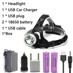 lampe frontale led super lumineuse modes étanche phares t6 camping pêche randonnée chargeur usb