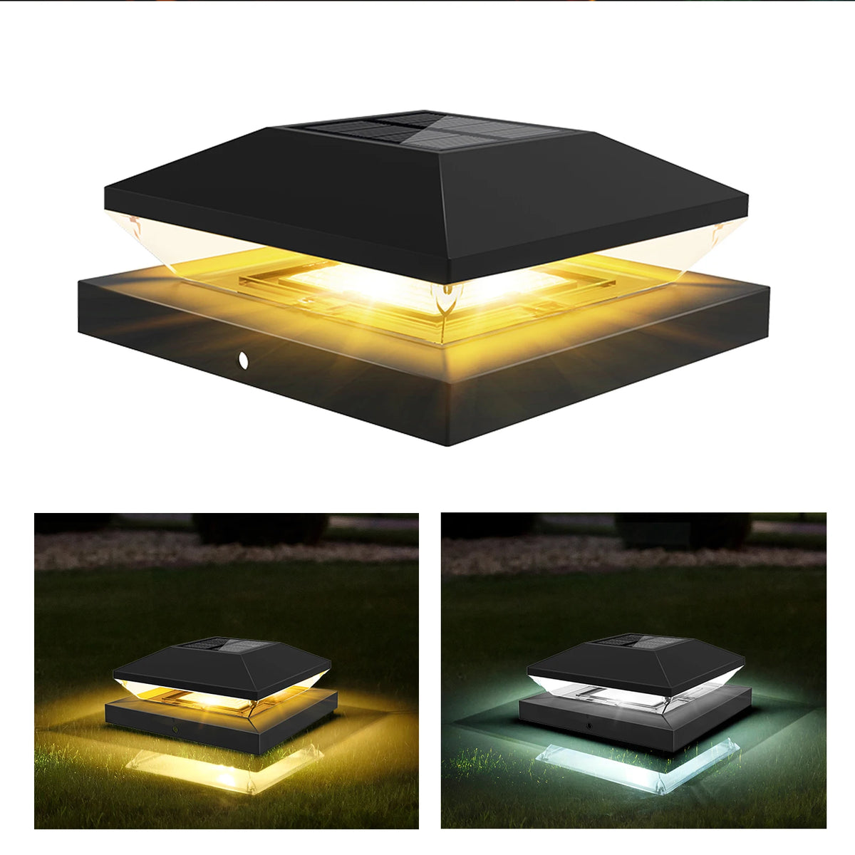 lampe solaire balustrade led noire moderne ip65 résistante abs adhésif 4x4 35x35 5x5 55x55