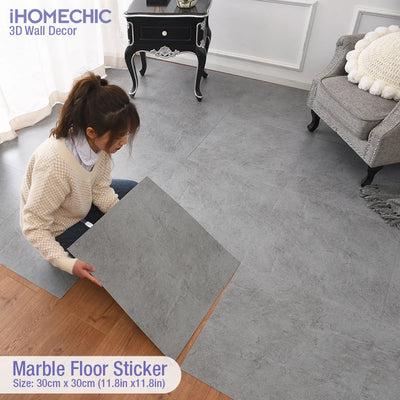 Sticker sol marbre PVC blanc 30x30 cm