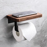 support mural moderne porte rouleau papier toilette tablette téléphone lunettes montre blanc texture bois