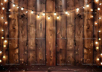 fond scène rustique bois naturel guirlande lumineuse décoration mariage anniversaire fête vintage