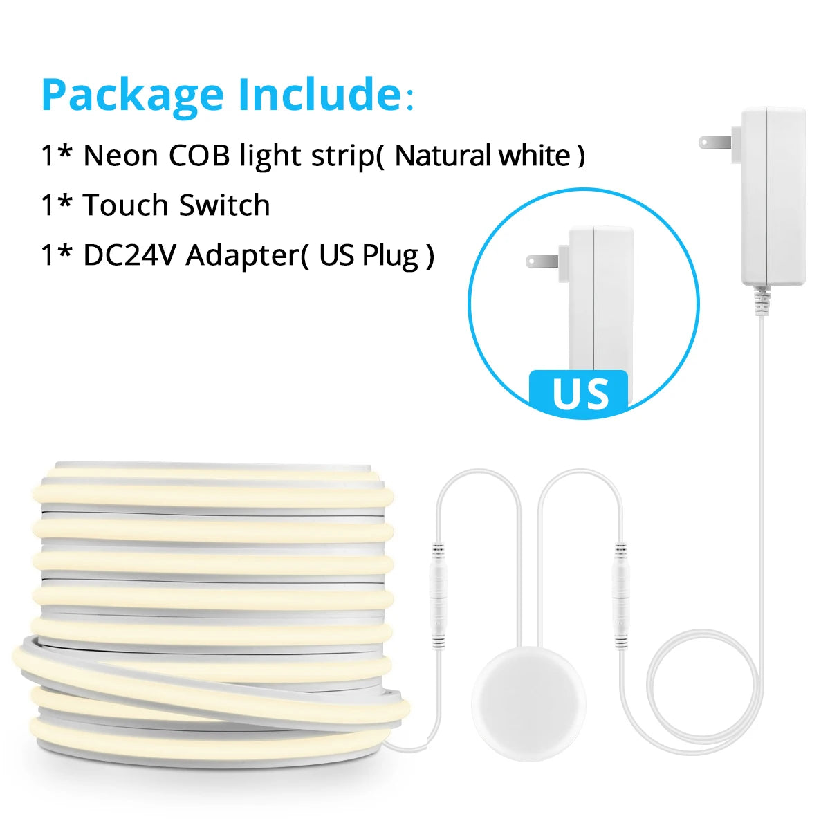 ruban led flexible blanc moderne adhésif 180deg coupable adaptateur 24v variable