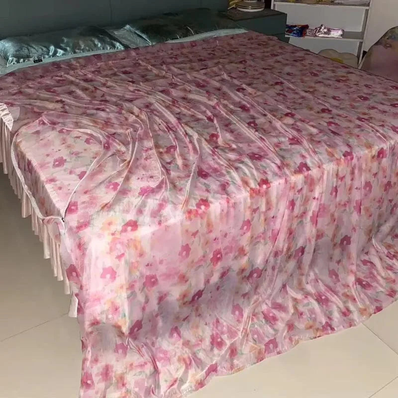 drap lit fleuri moderne rose blanc vert bleu orange soyeux toucher doux imprimé grande