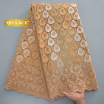 tissu dentelle brodée plumes vert marron beige jaune violet orange traditionnelle translucent 5yards