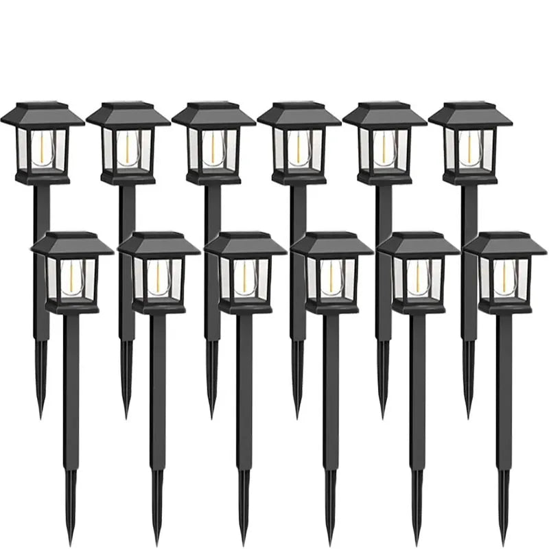 lampes solaires led modernes noires transparentes allées chemins jardins étanches 12 pack