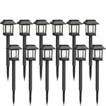 lampes solaires led modernes noires transparentes allées chemins jardins étanches 12 pack