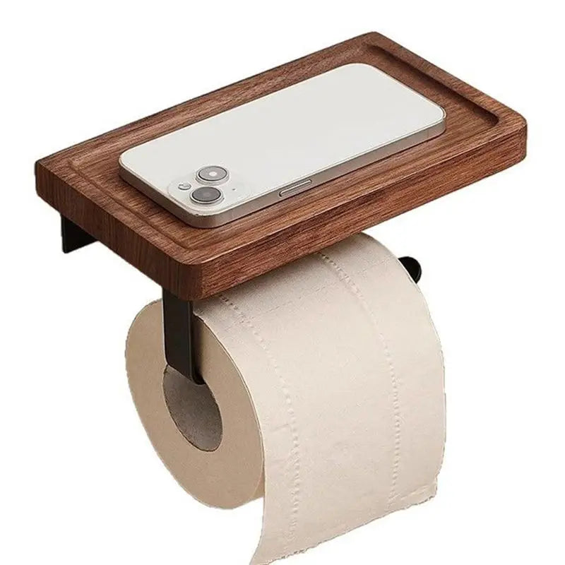 porte papier toilette étagère moderne téléphone mural aluminium marron blanc smartphone rouleau papier toilette