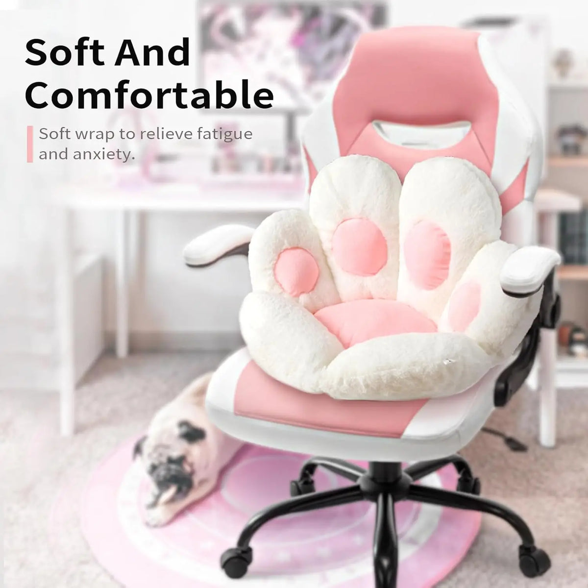 coussin chaise doux blanc rose pattes chat moelleux moderne sofa