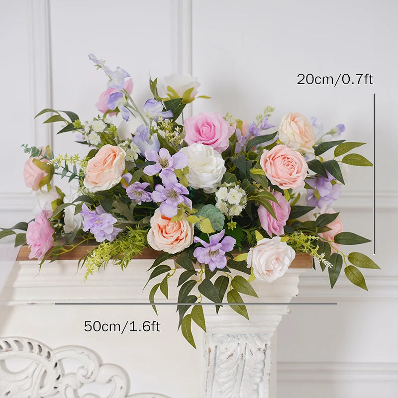 arche florale artificielle rose blanche bleu clair mariage anniversaire décoration extérieure classique romantique