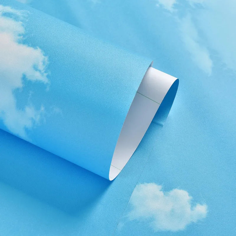 papier peint auto adhésif 3d ciel bleu nuages moderne imperméable résistant humidité isolation thermique