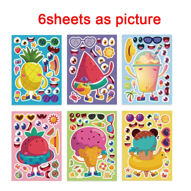 stickers fruits cartoon multicolores yeux mains lunettes accessoires enfants diy 21cm 15cm 12ans