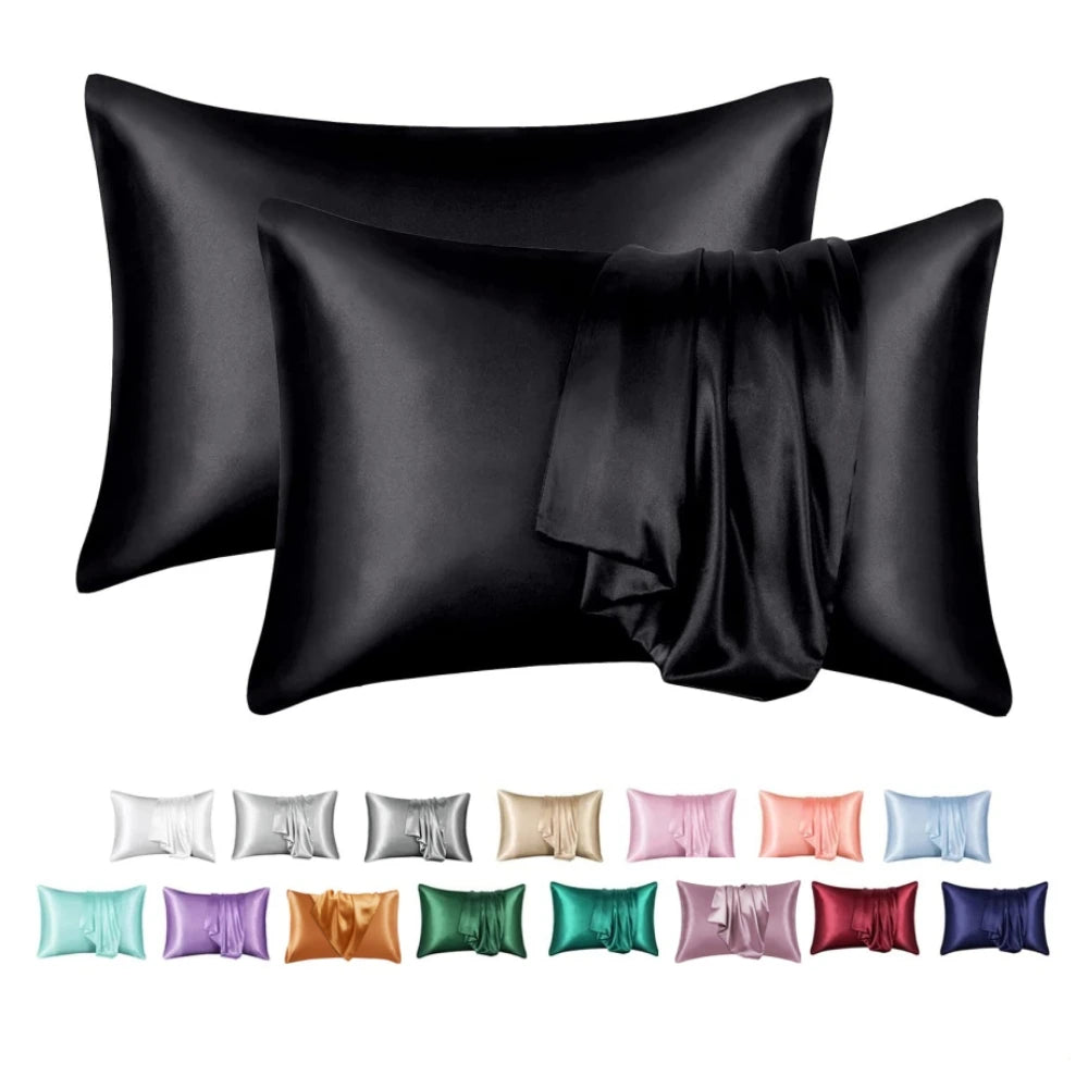 protège oreiller moderne soie brillante housse protection lit élégante couleur unie