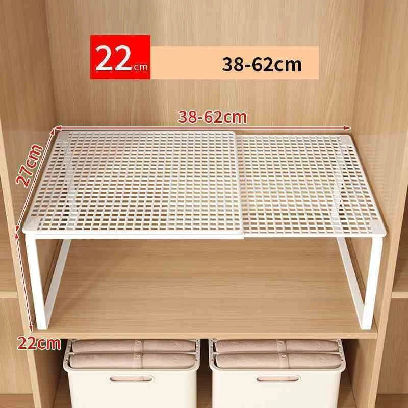 étagère rangement extensible métal blanc moderne grille fixée clips armoire