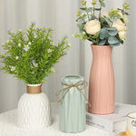 vases résine modernes blanc rose vert orange géométriques ruban jute