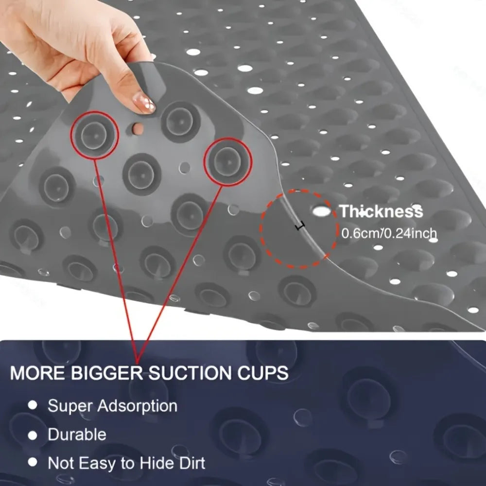 tapis bain antidérapant gris texturé drainage nuage minimaliste adhésif ventouses