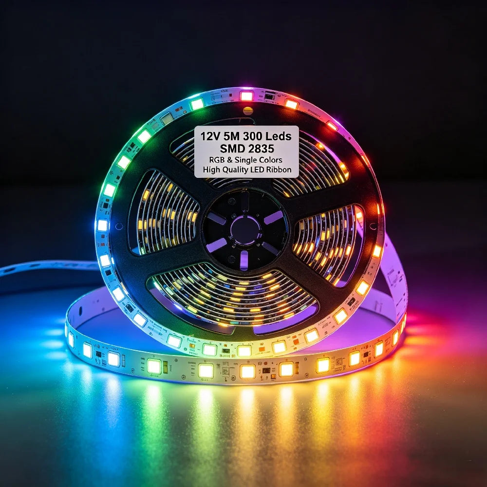 ruban led multicolore moderne points lumineux uniformes 12v 5m 300 led smd haute qualité