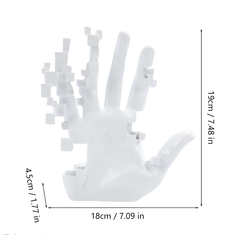statue main blanc texture lisse moderne abstraite résine opaque bracelet chaîne deco salon