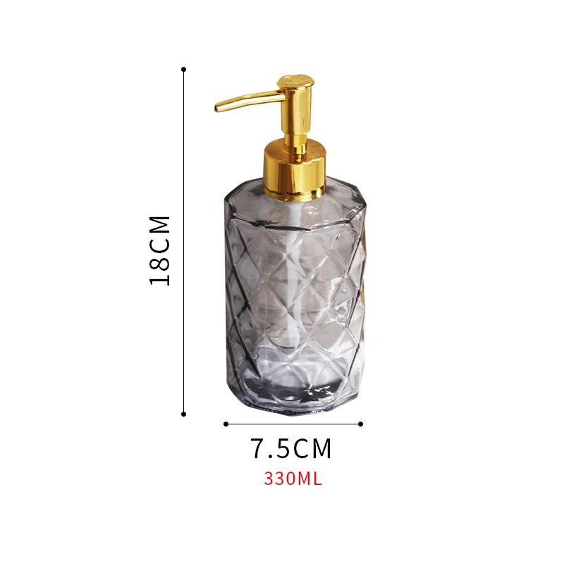 distributeur savon liquide bleu clair rayures verticales moderne élégant support mural gris foncé motif