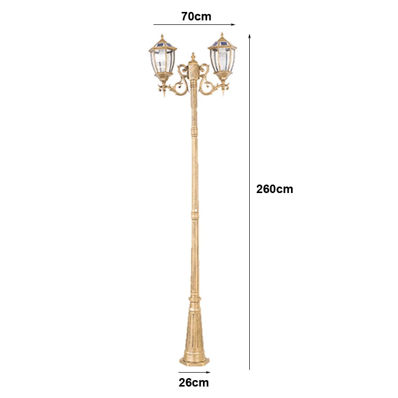 lampe rue solaire led doré noir élégante vintage ip65 durable industrielleextérieur