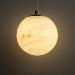 Suspension lumineuse marbre blanc crème veines modernes LED translucide chambre salon