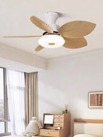 ventilateur led moderne feuilles palmier blanc beige opacité télécommande certification vde ul cqc