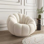 fauteuil moderne velours bouclé doux repos pieds beige clair intérieur meubles salon contemporain