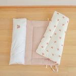 matelas pliable coton ours blanc oreillers portables enfants couchage hiver ados crème rose adorable