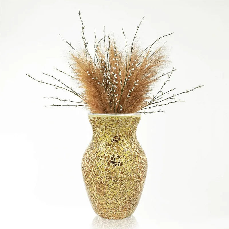 vase décoration intérieure moderne mosaïque multicolore doré argenté table chambre entree