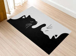 tapis moderne motif chats floral noir blanc orange dimension 30x50cm 40x60cm