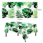 nappe jetable anniversaire motif tropical feuilles palmier fleurs verte moderne festivités été