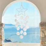 mobile décoratif boho coquille verte blanche bleue rose circulaire mat ornemental intérieur cordon disques