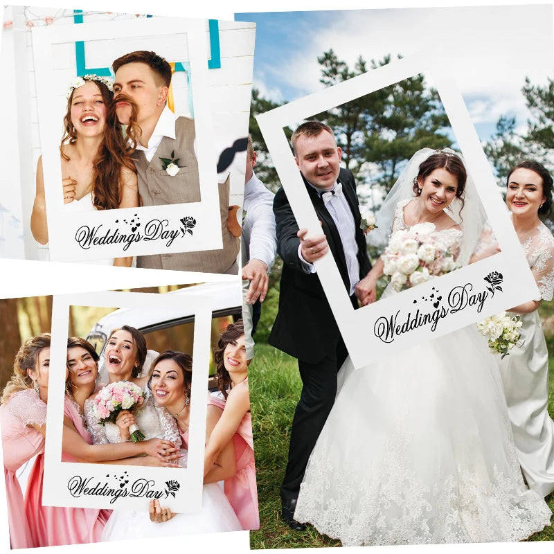 cadre photo blanc imprimé weddings day coeurs rose moderne photo jour mariage