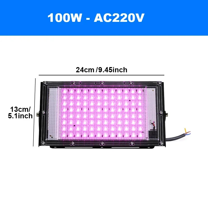 lampe led croissance végétale 50w 100w 150w violet noir moderne dimmer usb